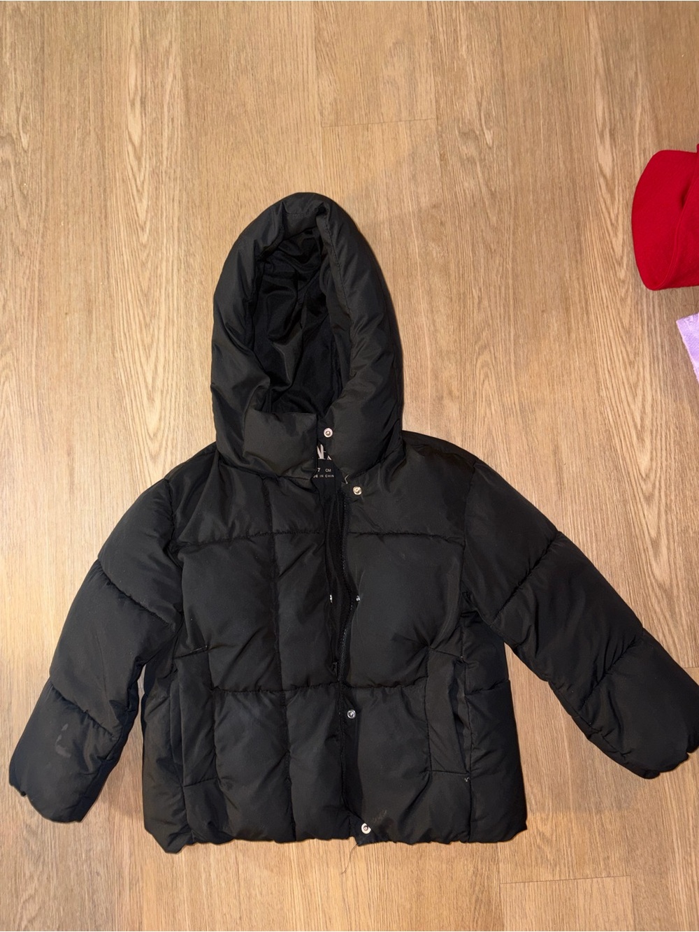 Zara Black Hooded Puffer Coat for Kids